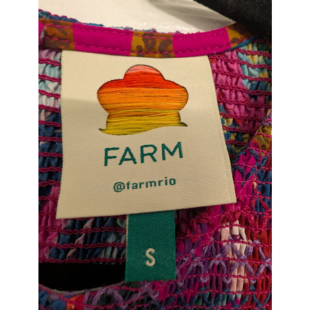 Farm Rio Rainbow Macaws Midi Dress Pink Blue Tropical Bird Print High Low Size S - Picture 3 of 9